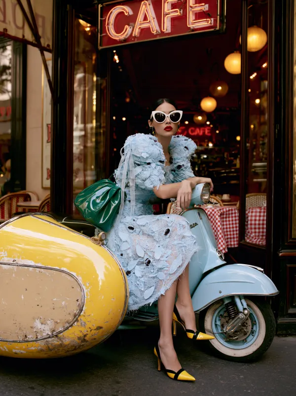1960s Italian Fantasy: Powder Blue Vespa with Y…
