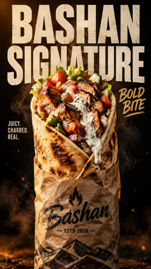 Bashan Brand Shawarma Upright Wrap Food Adverti…