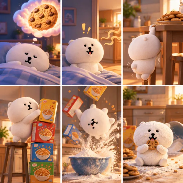 Pixar-Style Pug Kitchen Cookie Heist Storyboard