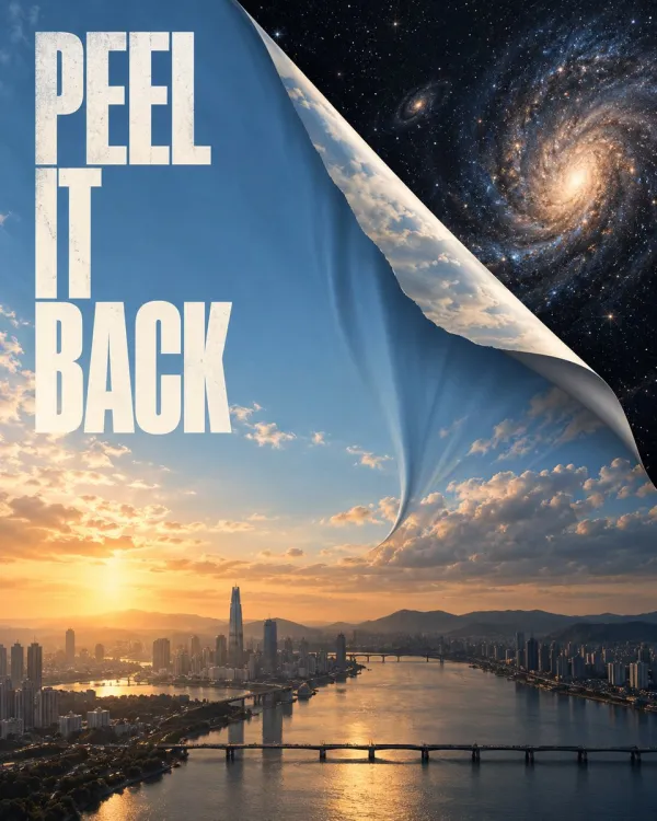 Surreal Editorial Ad Poster: Folding the Sky Li…