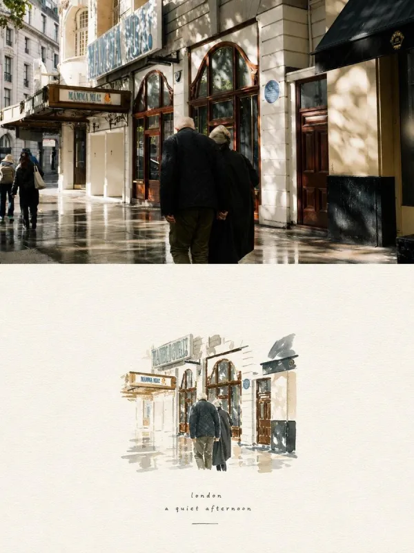 Editorial Travel Art with Real Photo Above and…