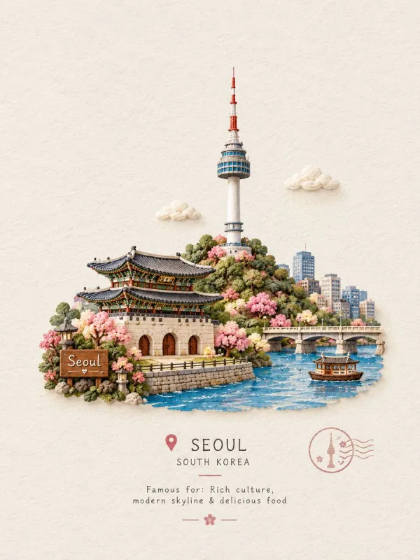 Handcrafted Miniature Landmark Travel Scene Ill…