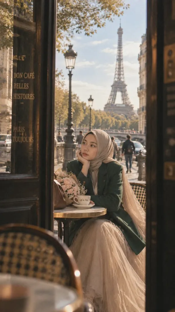 Dreamy Paris Street Portrait of a Hijabi Woman…