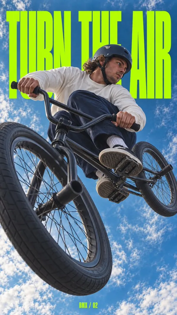 Ad Poster: Low-Angle Airborne Figure with Lime…