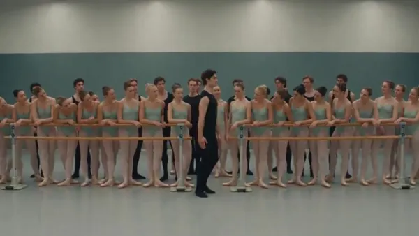Young Ballet Dancers Queuing in a Rehearsal Stu…