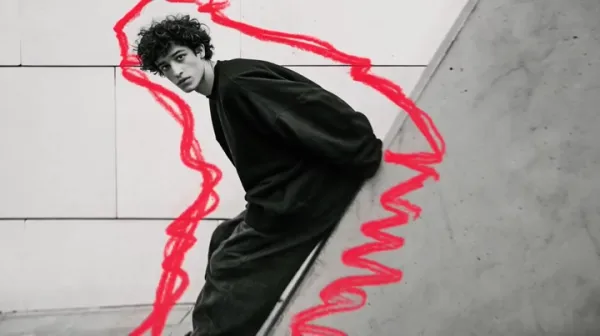 High-Contrast B&W Streetwear Film with Red Line…