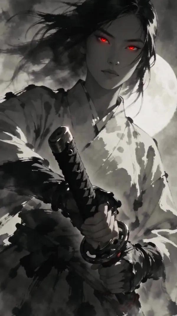 Black-and-White Ink Swordswoman: 30 Seconds of Nonstop High-Speed Blade Work an…