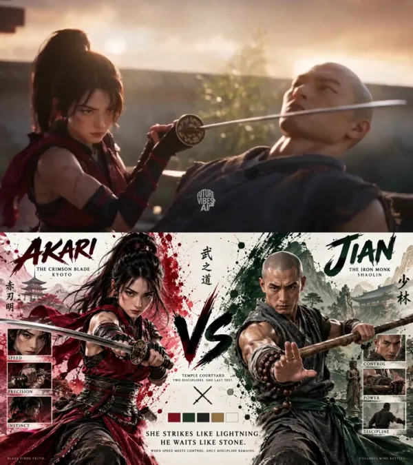 赤红武士与少林武僧的动漫武术对决