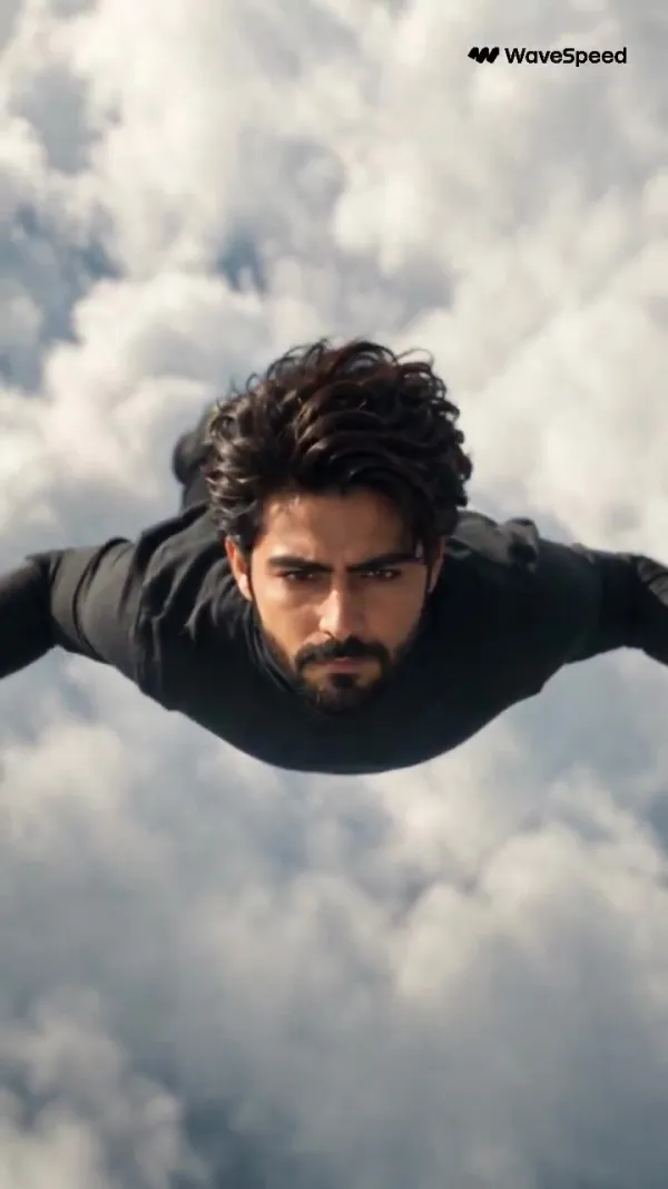 Cinematic Vertical Short of a Man Standing Above the Clouds