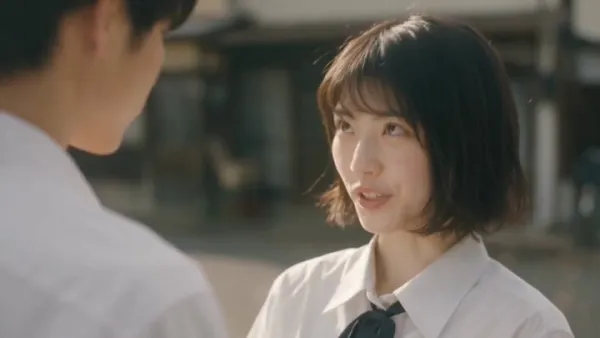 Autumn Japanese Town Street: A Farewell Where Two Walk Apart and Never Meet Eyes