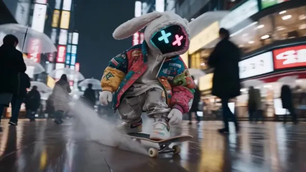 Shibuya After-Rain Night Character Sheet Motion: Cinematic Photorealism