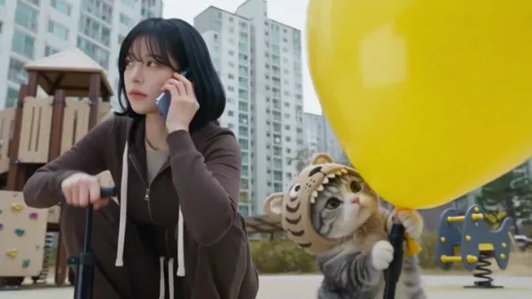 검은 단발 여성과 반려동물이 만드는 따뜻한 코미디 일상
